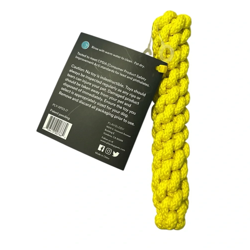 Playology Yellow All Natural Chicken Flavor Dri-Tech Rope Dog Toy